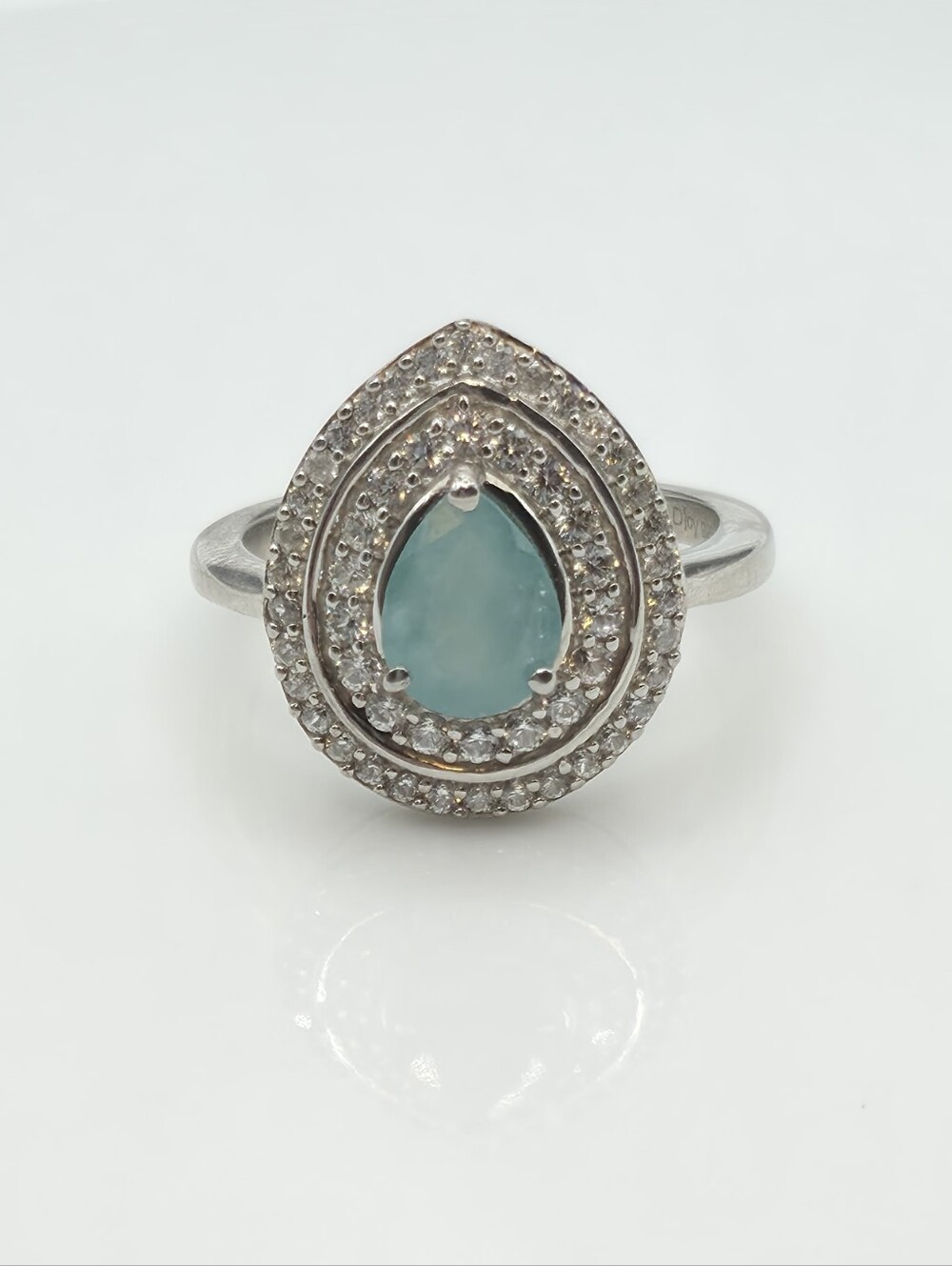 NWT Rare Grandidierite And Zircon Double Halo Ring